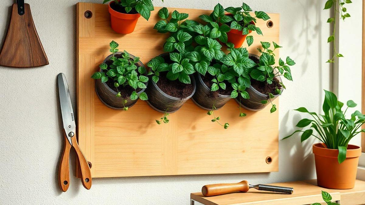 Materiais e ferramentas simples para DIY horta vertical garrafas